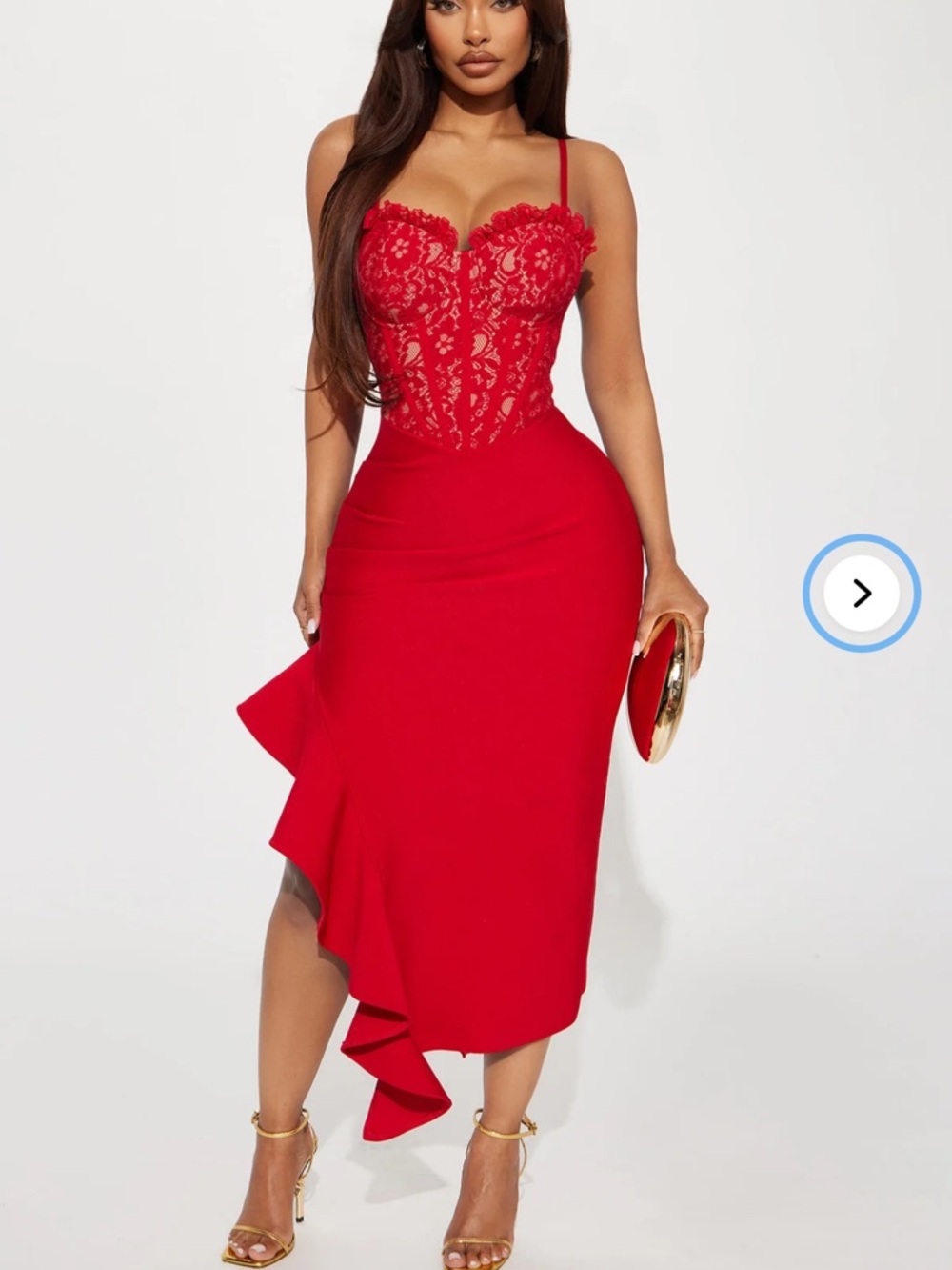 NEW Fashion nova Red Lace Bustier Midi Dress